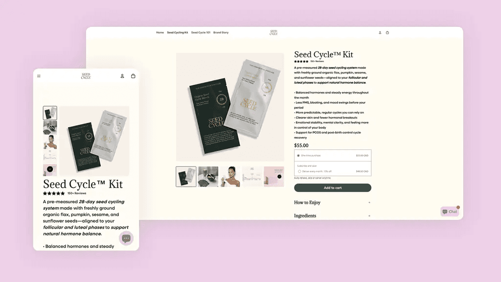 Aperçu du site web réalisé par b2web pour Seed Cycle