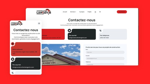 Aperçu du site web réalisé par b2web pour Construction Langevin